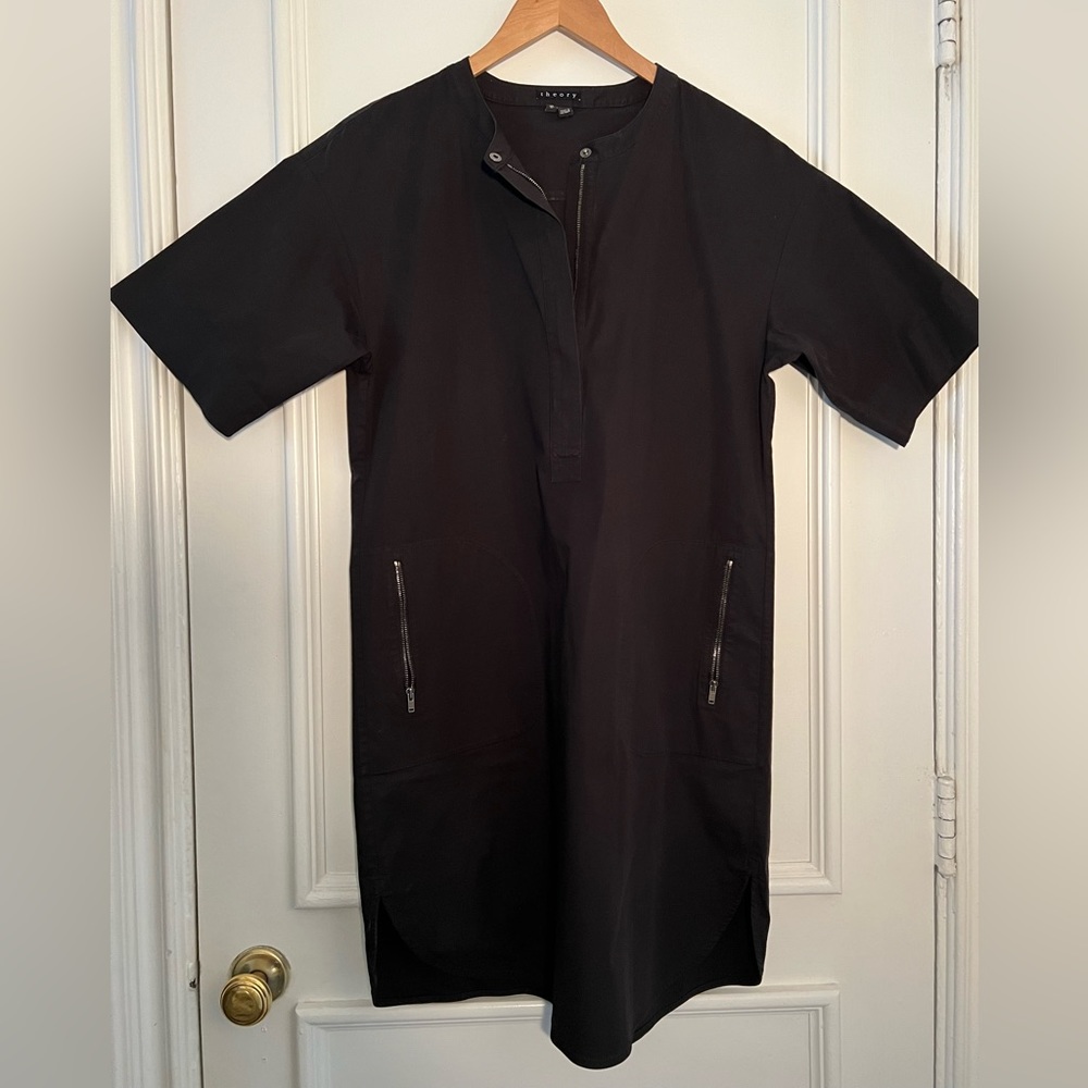 THEORY short sleeve shirt dress with zipper details